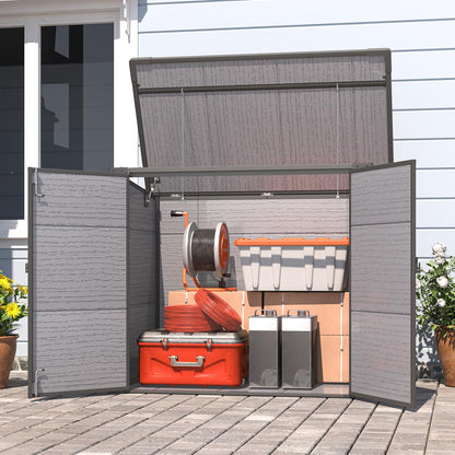 YODOLLA Garden Storage Shed, Outdoor Wheelie Bin Store (2x120L Bins)