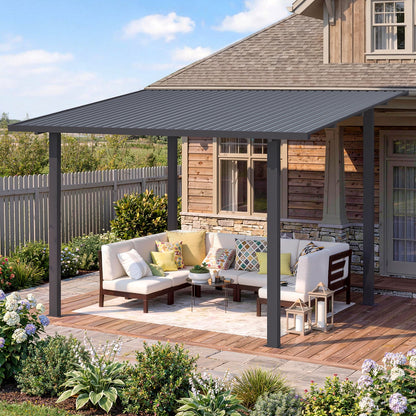 YODOLLA 2.4 x 3.6m Outdoor Hardtop Lean to Gazebo for Patio