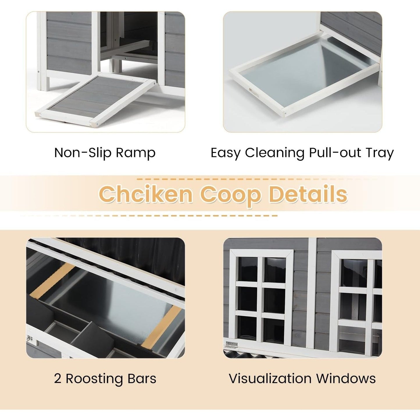 YODOLLA Wooden Outdoor Hen House, Garden Chicken Poultry Ark
