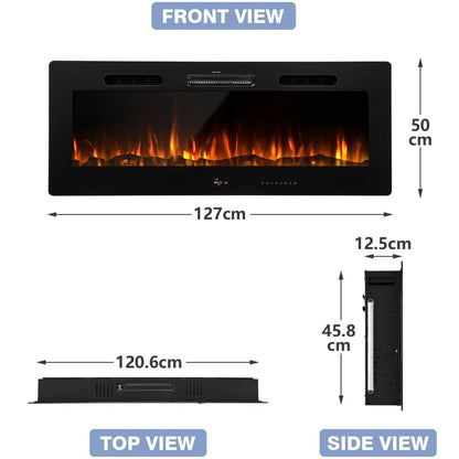 YODOLLA Electric Fireplace Wall Mounted Insert with 10 Color LED Flames