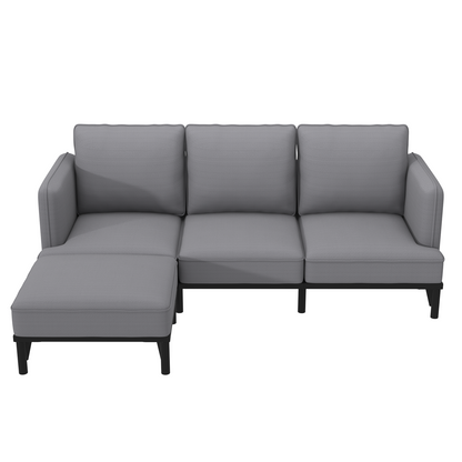 YODOLLA  L-Shaped 3-Seater Sofa 191cm Fabric Sofa with Chaise Ottoman