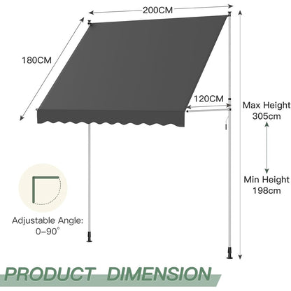 YODOLLA DIY Free Standing Awning, Garden Awnings with Hand Crank