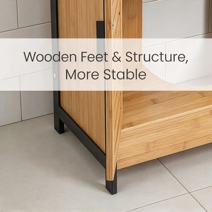 YODOLLA Bamboo Under Sink Bathroom Cabinet