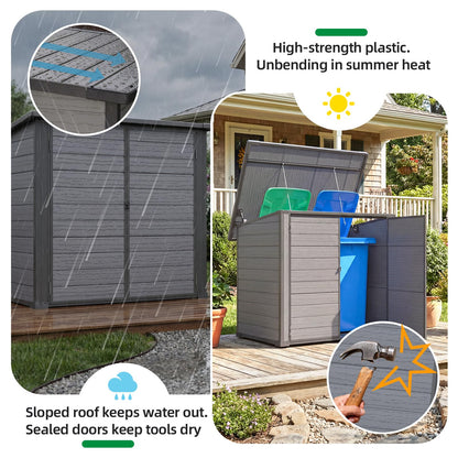 YODOLLA Garden Storage Shed, Outdoor Wheelie Bin Store (2x120L Bins)