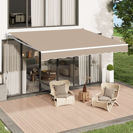 YODOLLA 396 × 244 cm Retractable Manual Awning, Folding Awning with Hand Crank Patio