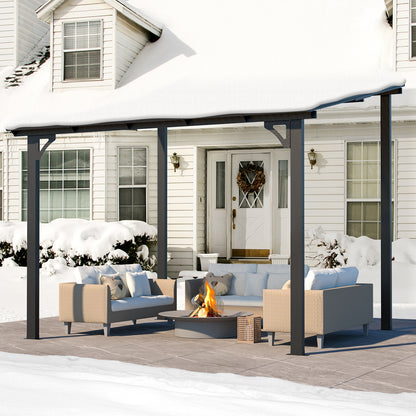 YODOLLA 2.4m x 3m Wall-Mounted Aluminium Awning Gazebo, Lean to Pergola