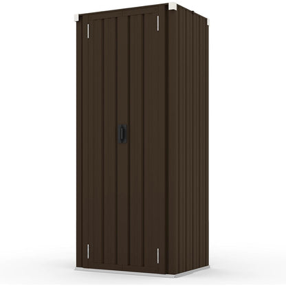 YODOLLA Outdoor Tall Garden Storage Box with 3 Adjustable Shelves