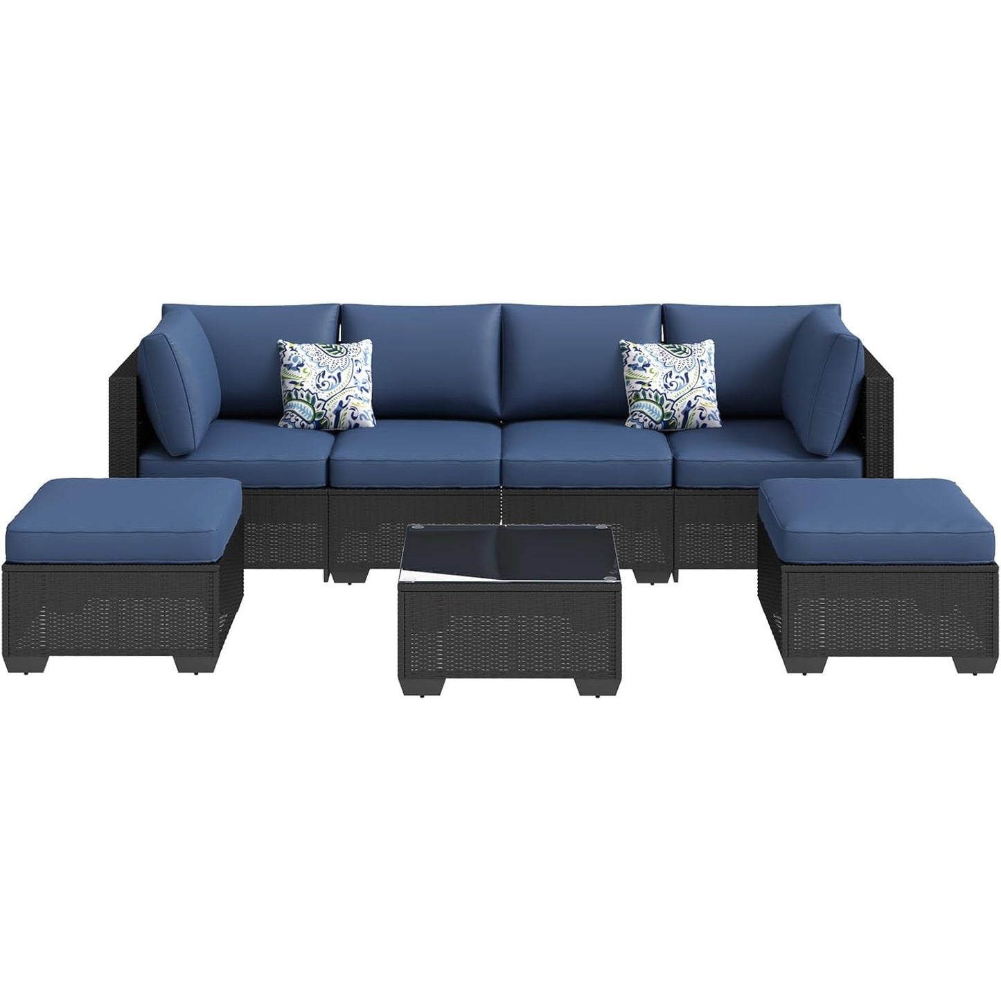 YODOLLA 7 Pieces Garden Furniture Sets, Wicker Weave Corner Sofa Set with Coffee Table