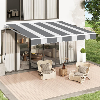YODOLLA 396 × 299 cm Retractable Manual Awning, Folding Awning with Hand Crank Patio