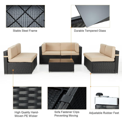 YODOLLA 7 Pieces Garden Furniture Sets, Wicker Weave Corner Sofa Set with Coffee Table