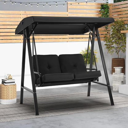 YODOLLA Patio Swing Chair 2-Seat for Adult, Black