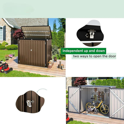 YODOLLA Outdoor Trash Can Storage Shed, Garden Storage Box, Metal Outdoor Shed with Double Door