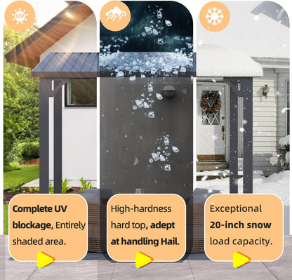 YODOLLA Hardtop Gazebo, Wall-Mounted Lean to Metal Awnings Pergola