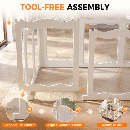 YODOLLA Acrylic Puppy Pen Indoor Dog Playpen 8 Panels 104 x 104 x 60cm