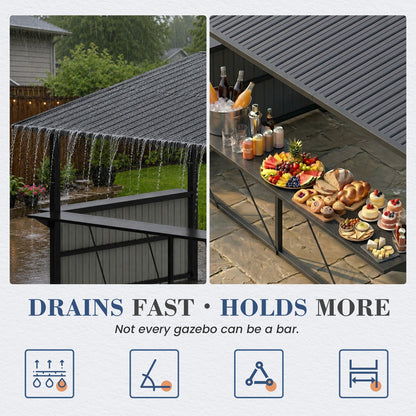 YODOLLA 3mx3.7m, Grill Gazebo BBQ Shelter, Garden Metal Pergola