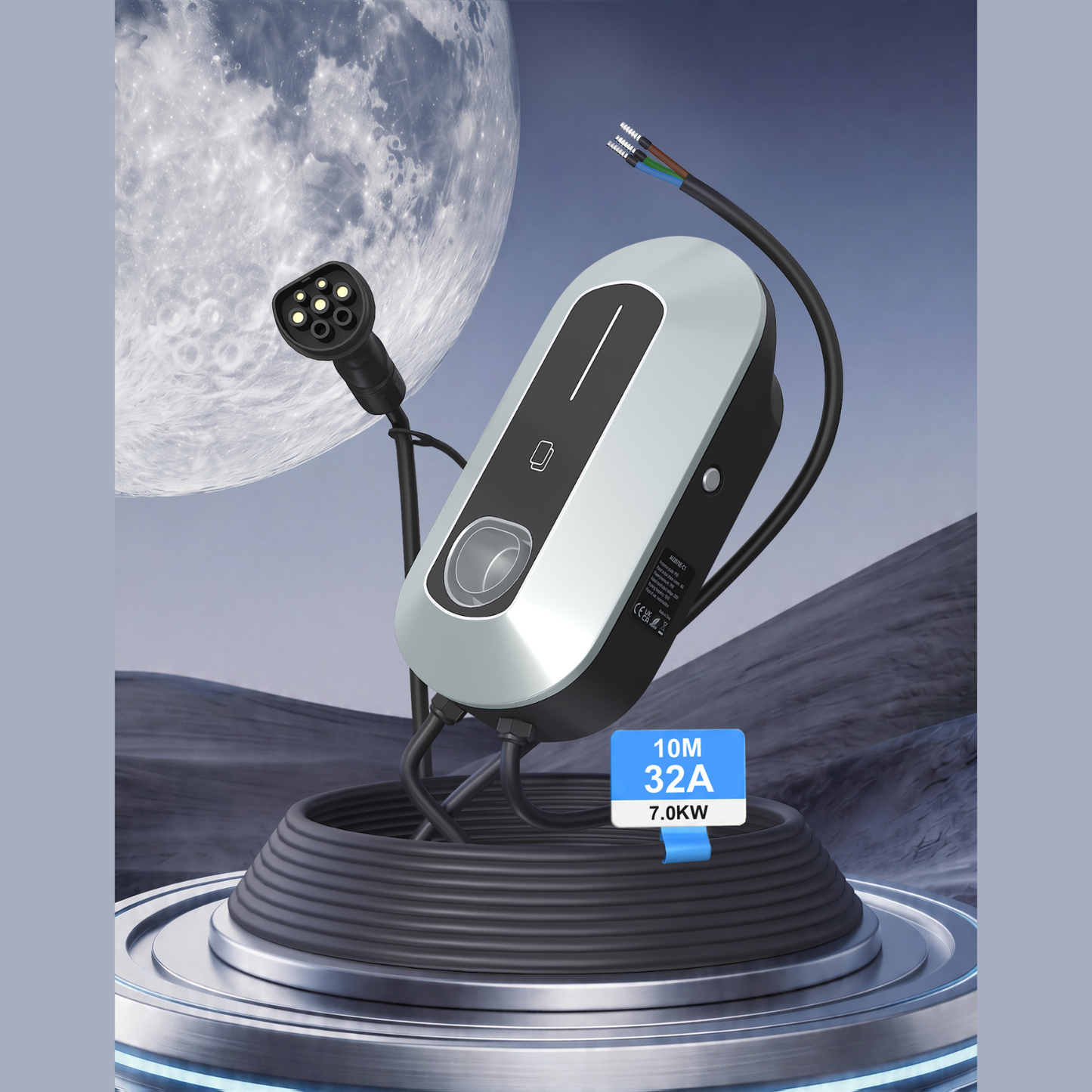 YODOLLA 7kW Wall Mount EV Charger 32A Single Phase Mode 3 Type 2 Tethered Cable