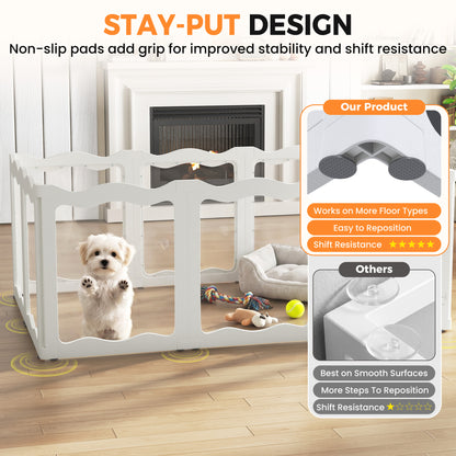 YODOLLA Acrylic Puppy Pen Indoor Dog Playpen 10 Panels 104 x 154 x 60cm
