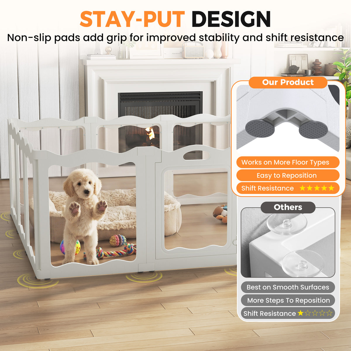 YODOLLA Acrylic Puppy Pen Indoor Dog Playpen 12 Panels 154 x 154 x 60cm