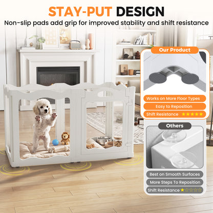 YODOLLA Acrylic Puppy Pen Indoor Dog Playpen 6 Panels 54 x 60 x104cm
