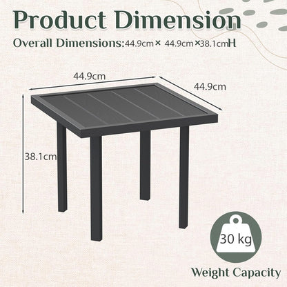 YODOLLA Square Outdoor Side Table Pool End Table, Metal  Easy Maintenance  (1pcs)