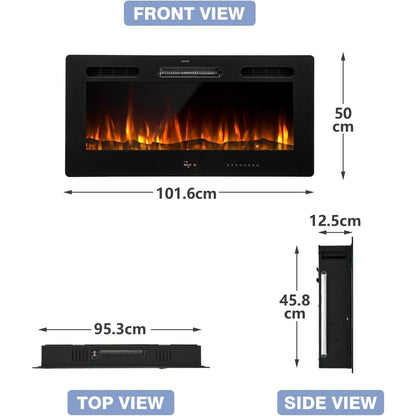 YODOLLA Electric Fireplace Wall Mounted Insert with 10 Color LED Flames