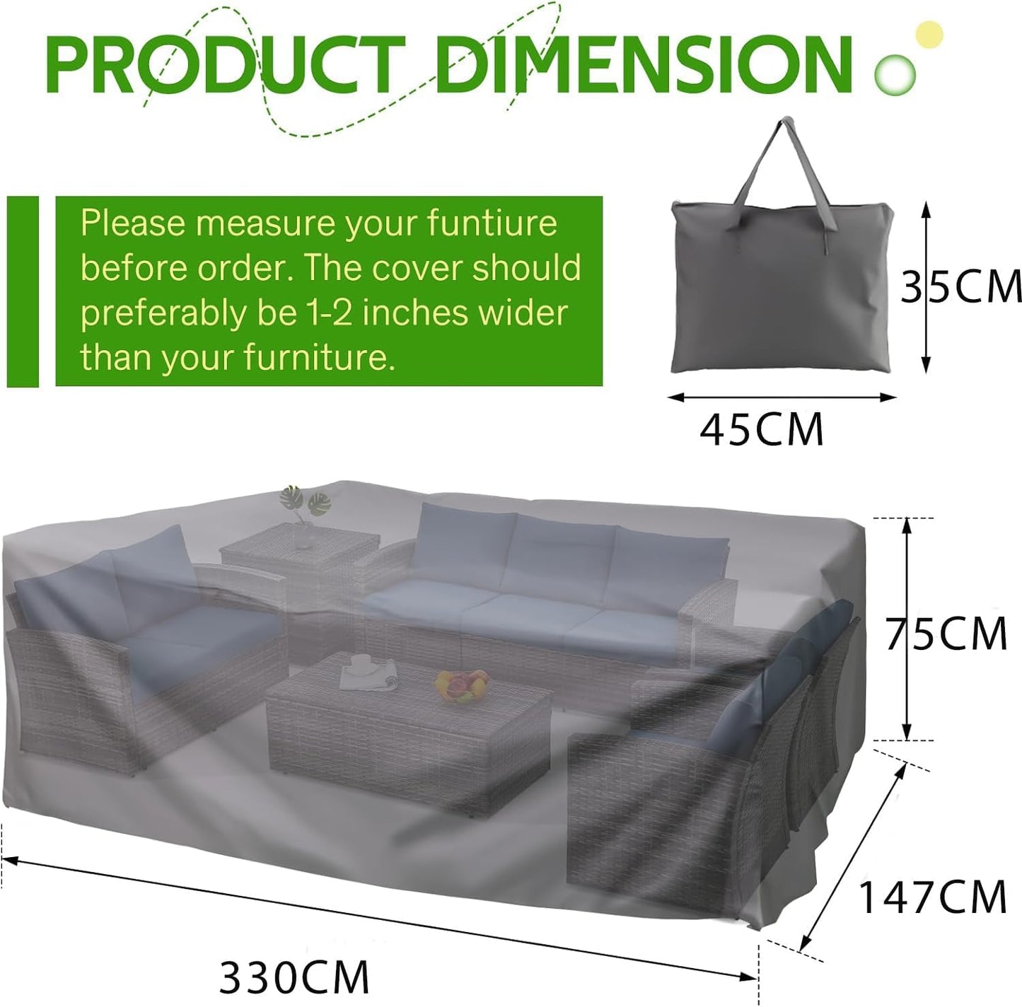YODOLLA Outdoor Furniture Set Cover Sectional Sofa Set Covers