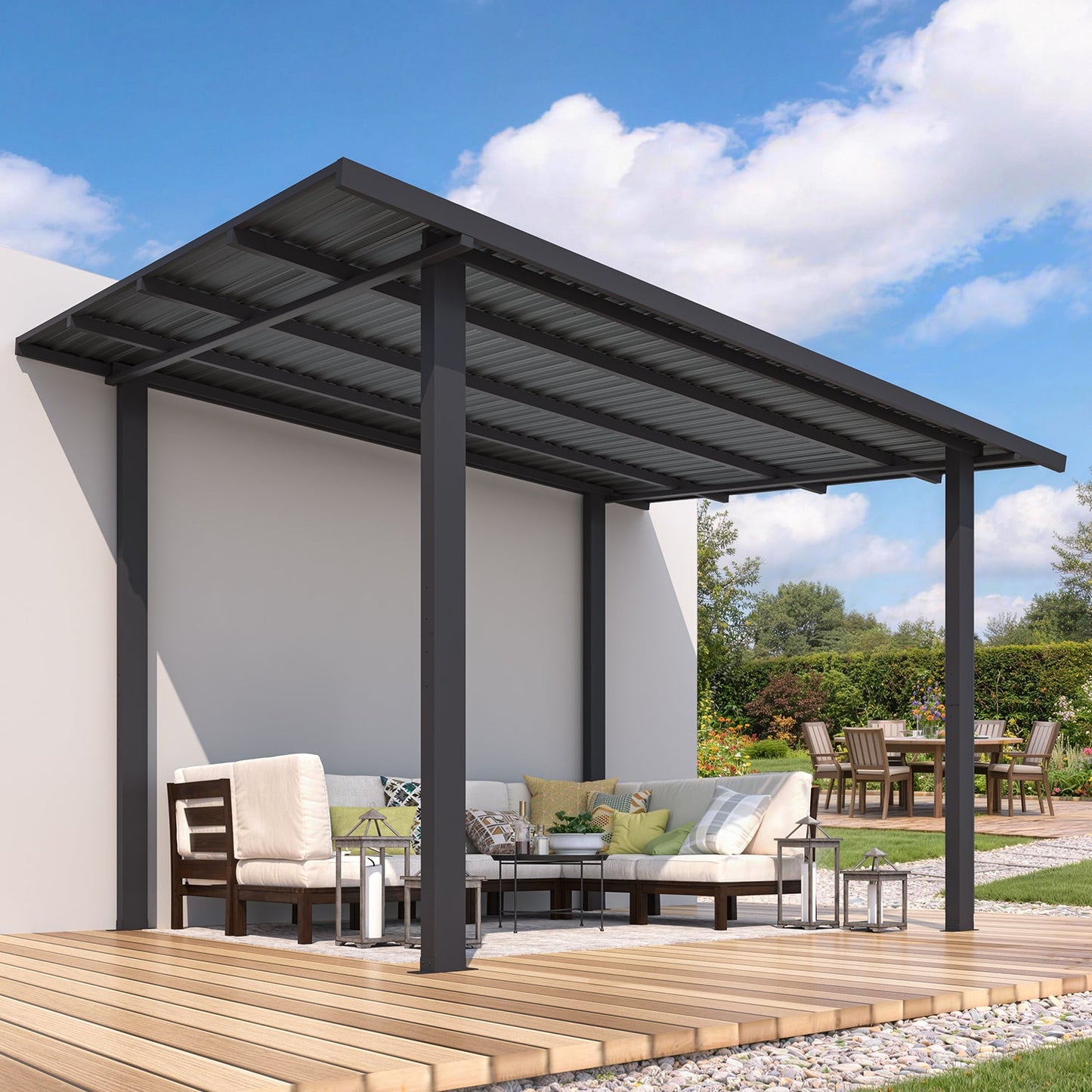 YODOLLA 2.4 x 3.6m Outdoor Hardtop Lean to Gazebo for Patio