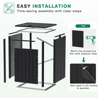 YODOLLA Wheelie Bin Storage Shed Lockable Weatherproof Outdoor Bin Store