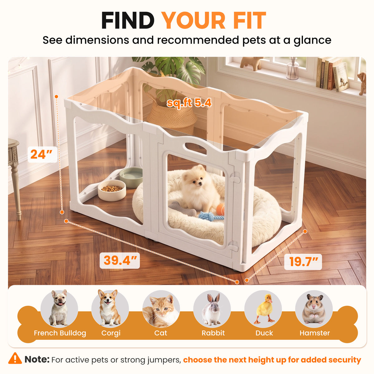 YODOLLA Acrylic Puppy Pen Indoor Dog Playpen 6 Panels 54 x 60 x104cm
