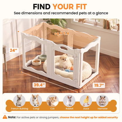 YODOLLA Acrylic Puppy Pen Indoor Dog Playpen 6 Panels 54 x 60 x104cm