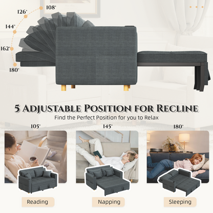 YODOLLA 2 Seater Sofa bed, 3-in-1 Convertible Sleeper Sofa 160cm, Dark Grey
