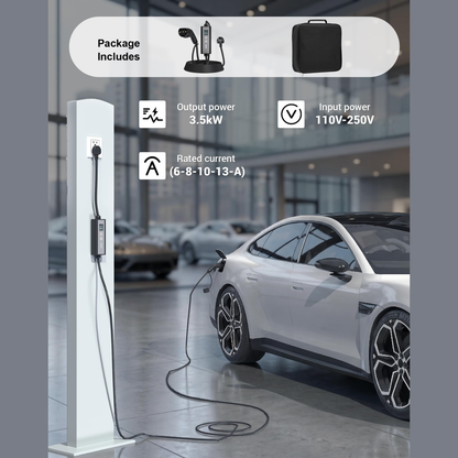 YODOLLA EV Charger, Type 2 to 3 Pin Plug Portable Mode 2, 6/8/10/13A Adjustable