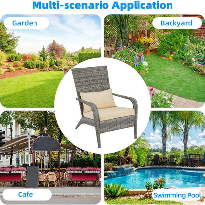 YODOLLA  Adirondack PE Rattan Garden Chair, Outdoor Armchair Wicker Lounge Chairs