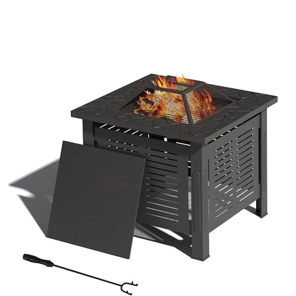 YODOLLA Square Fire Pit Table, Metal Fire Pits for Outdoor BBQ