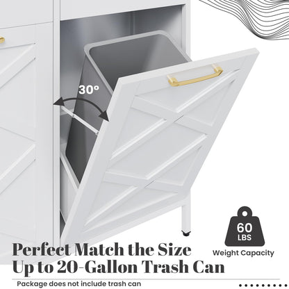 YODOLLA Double Tilt Out Trash Can Cabinet with 2 Drawers