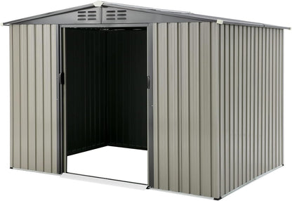 YODOLLA Outdoor Storage Shed, Bike Tool Garden Metal Sheds with Sliding Door
