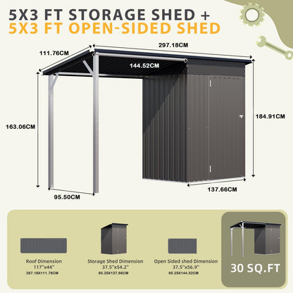 YODOLLA Garden Shed With Gazebo, Open-Sided Storage Shed