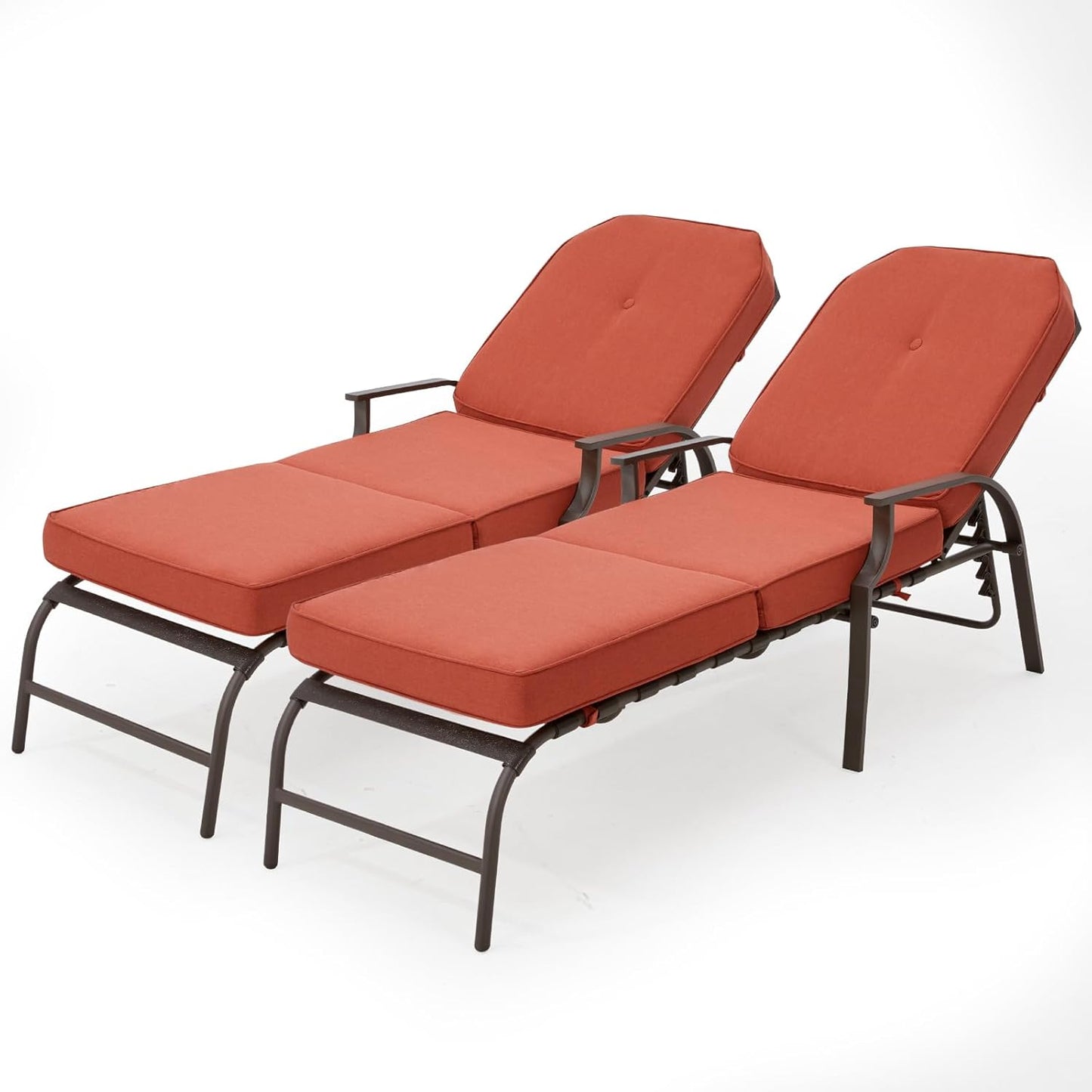 YODOLLA Sun Lounger with 10cm Thickened Cushion, Adjustable Recliner Chair