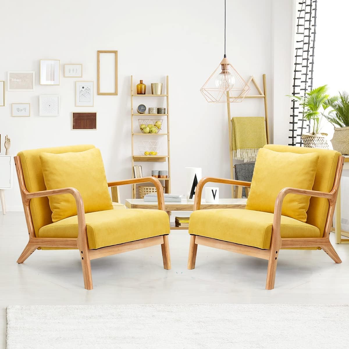 YODOLLA Mid-century Armchair, Tub Chair with Wood Frame