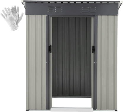 YODOLLA Outdoor Storage Shed, Bike Tool Garden Metal Sheds with Sliding Door