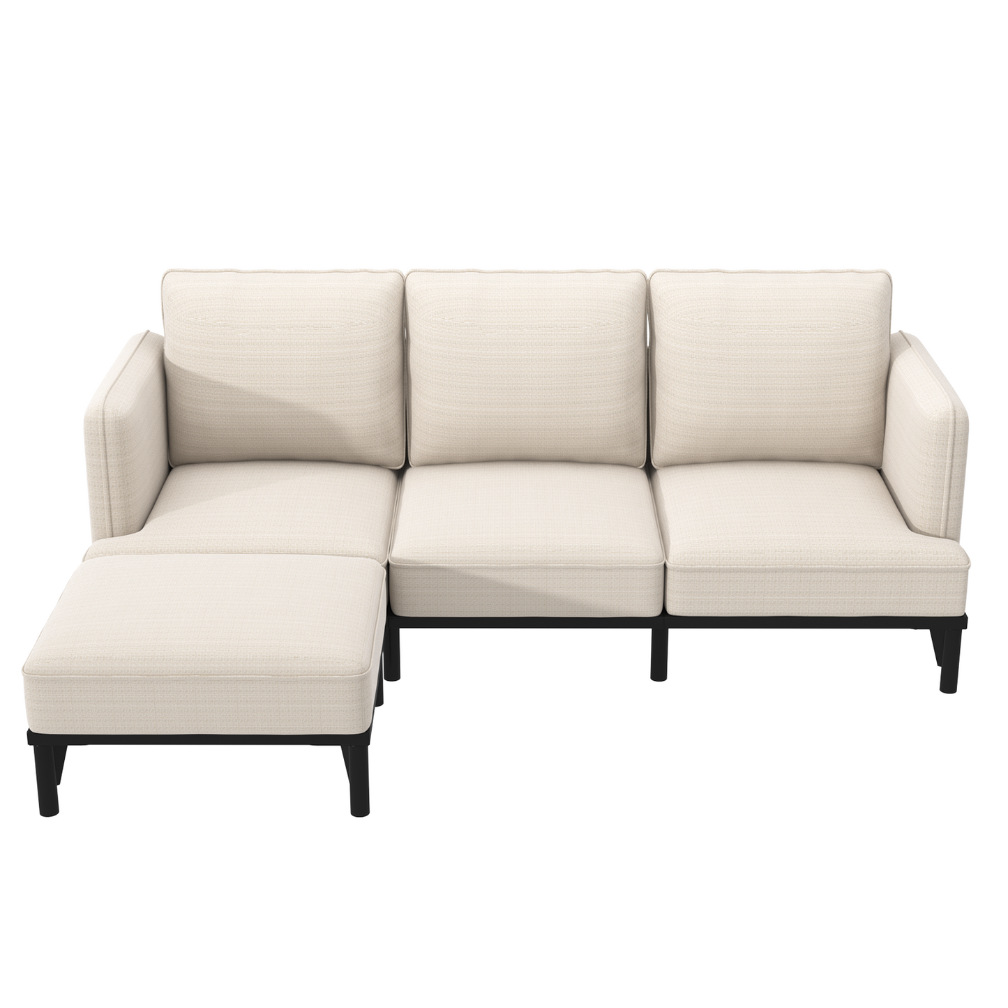 YODOLLA  L-Shaped 3-Seater Sofa 191cm Fabric Sofa with Chaise Ottoman
