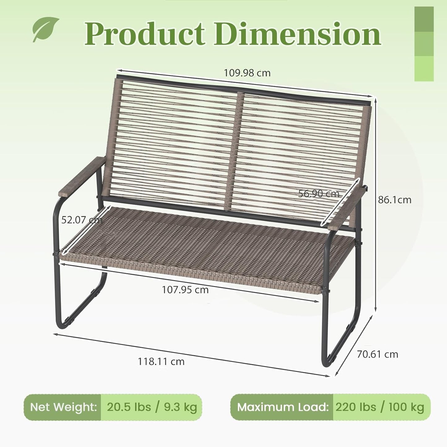 YODOLLA 4PCS Outdoor Dining Set, Metal Frame Patio