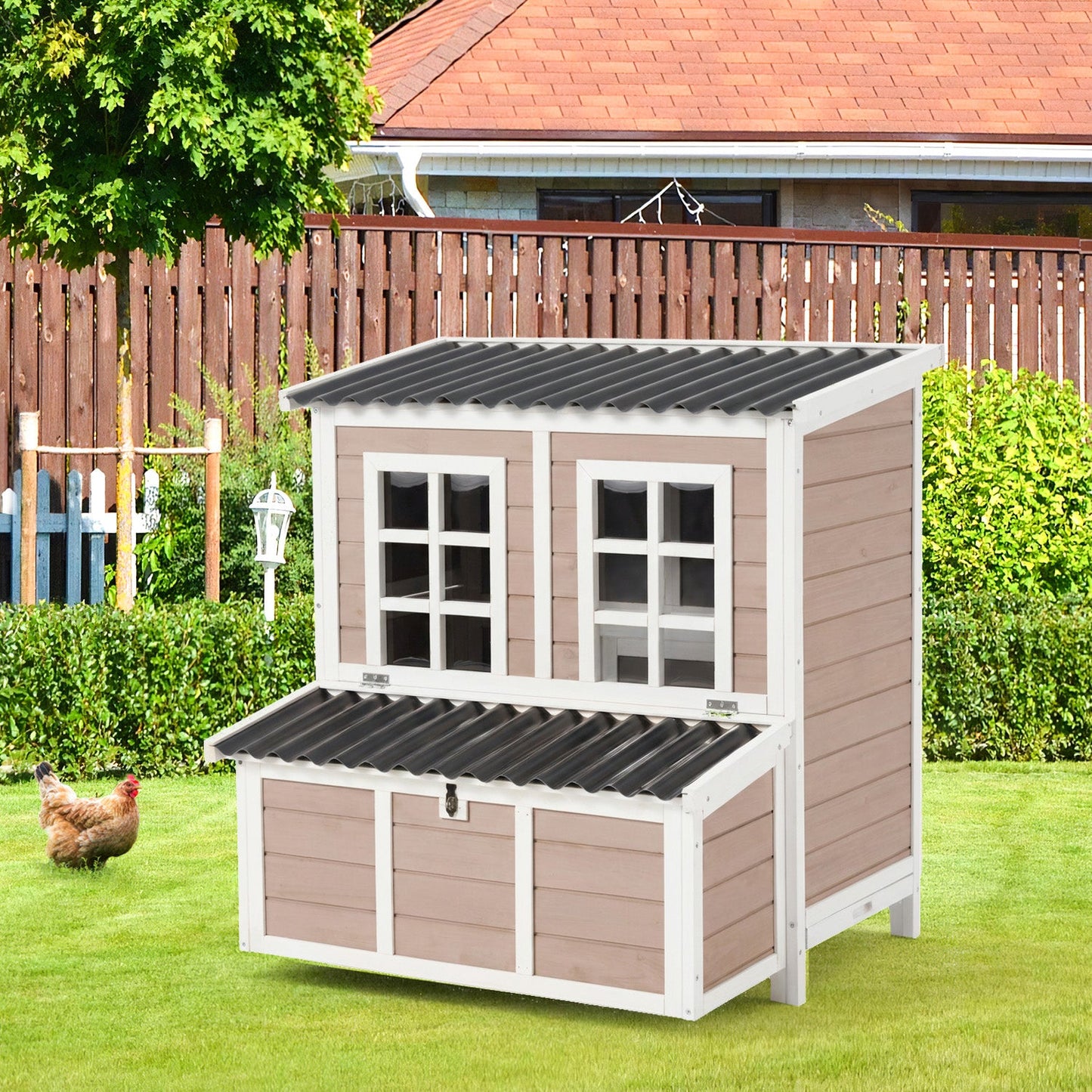 YODOLLA Wooden Outdoor Hen House, Garden Chicken Poultry Ark