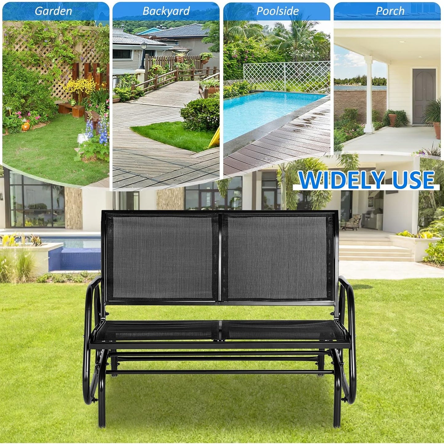 YODOLLA Glider Bench 2 Seater Garden Rocking Chair