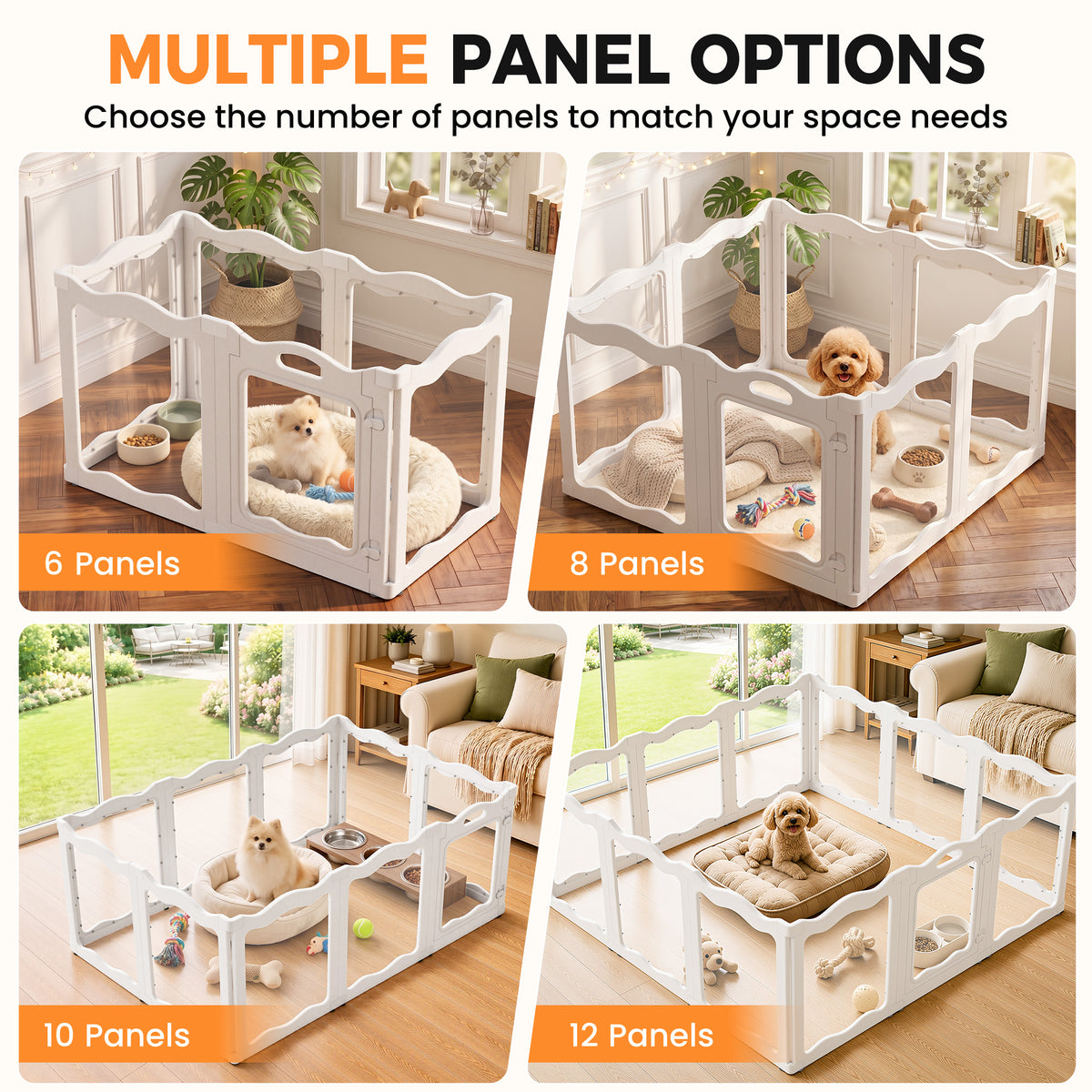 YODOLLA Acrylic Puppy Pen Indoor Dog Playpen 12 Panels 154 x 154 x 60cm
