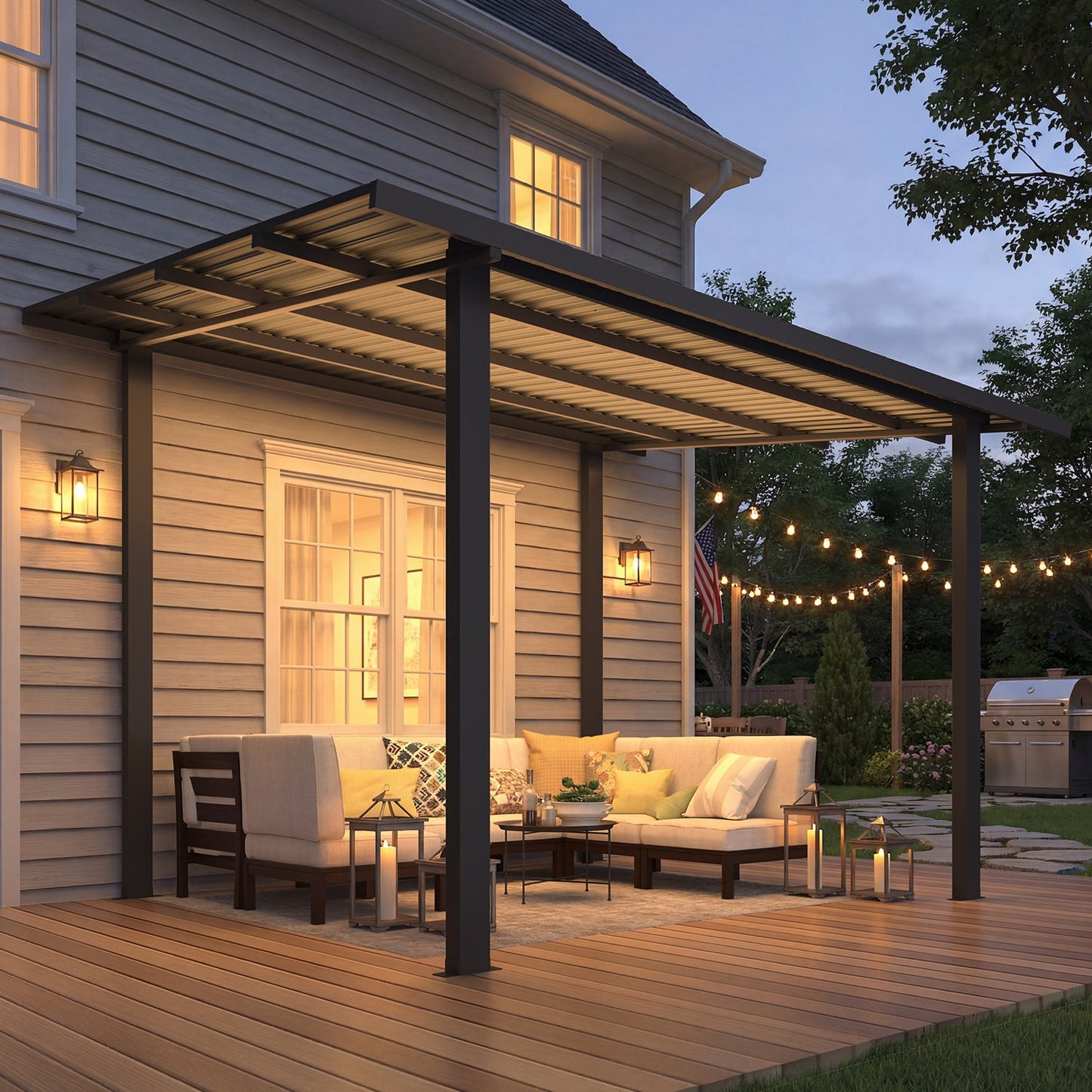 YODOLLA 2.4 x 3.6m Outdoor Hardtop Lean to Gazebo for Patio