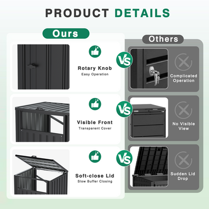 YODOLLA Wheelie Bin Storage Shed Lockable Weatherproof Outdoor Bin Store