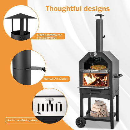 YODOLLA Outdoor Wood Fired BBQ Pizza Maker