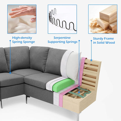 YODOLLA Corner Sofa with Storage, 217cm L Shaped 4 Seater Corner Sofa Couch
