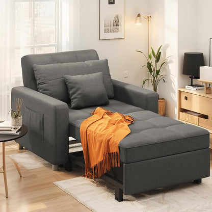 YODOLLA 3-in-1 Sleeper Sofa Bed, 192cm Convertible Single Sofa, Adjustable Armchair